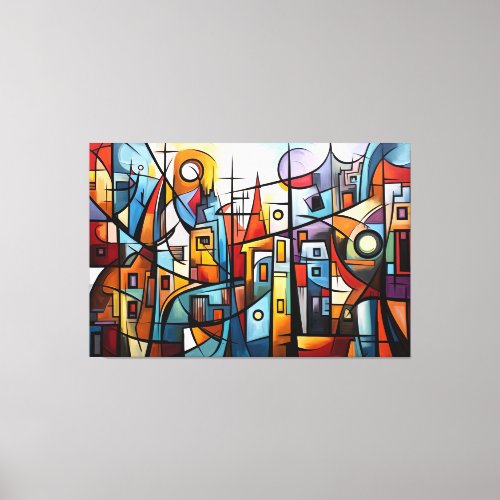 Abstract painting of city canvas wall art