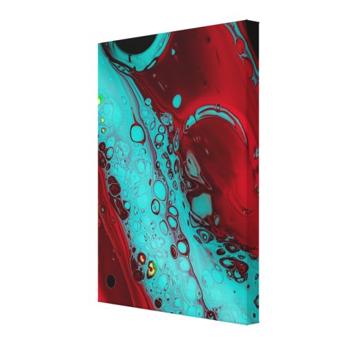 Abstract Painting of Deep Red Black Red  Teal Canvas Print