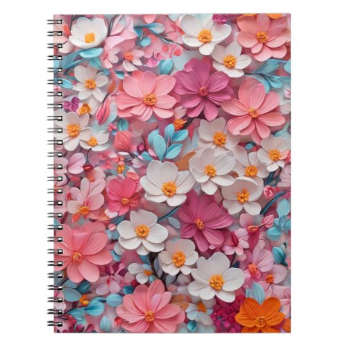 Abstract painting of flowers 3D look Notebook