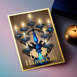 Abstract Painting of Menorah Gold Cafe Holiday Card<br><div class="desc">Holiday themed items designed by Umua. Printed and shipped by Zazzle or their affiliates.</div>