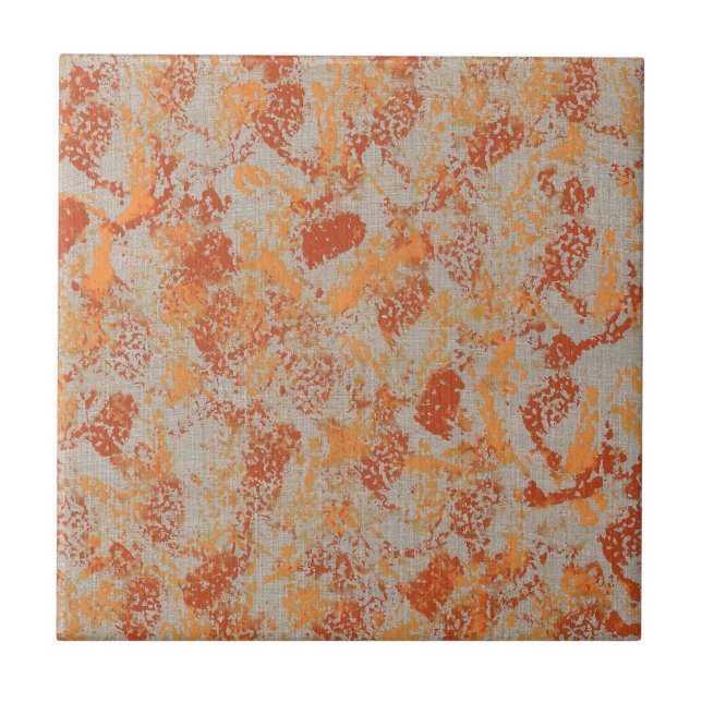 Abstract painting of orange on gray trivet tile (Front)