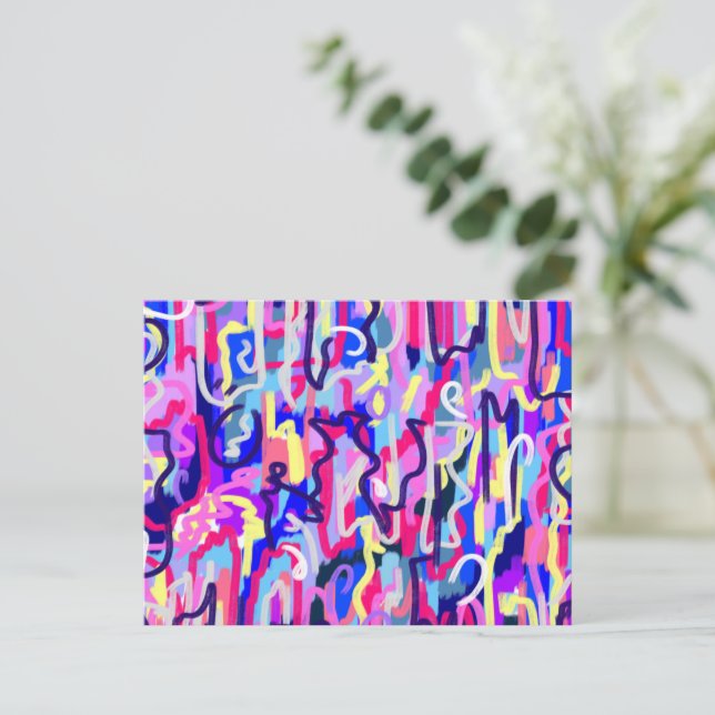 Abstract Painting of Shapes and Colors  Postcard (Standing Front)