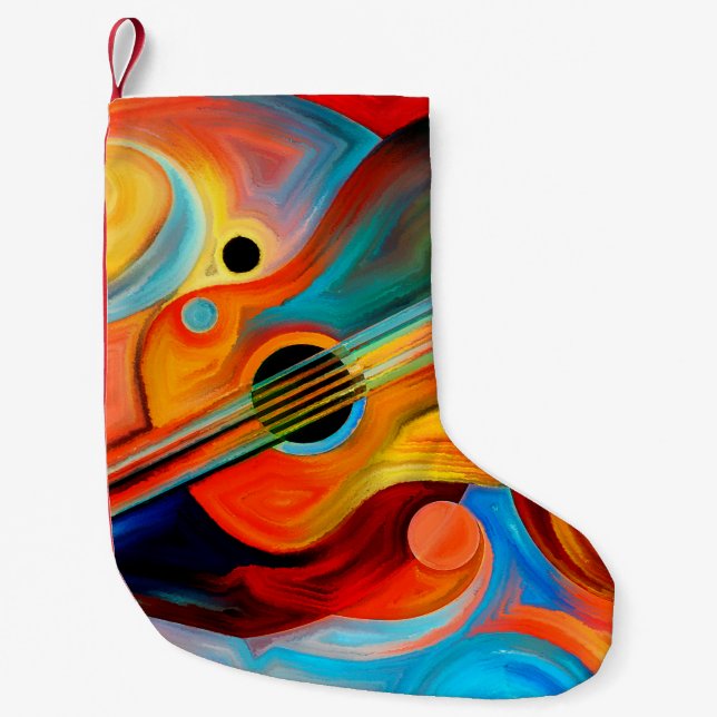 Abstract painting on the subject of music and rhyt small christmas stocking (Front)