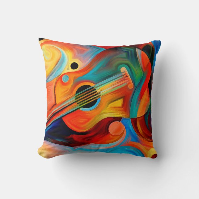 Abstract painting on the subject of music and rhyt throw pillow (Front)