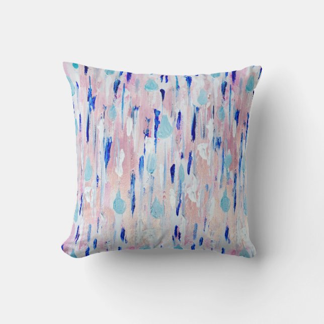 Abstract Painting Pink Blue Copper Rose Gold Throw Pillow (Front)