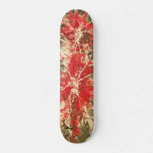 Abstract painting red splattergrunge skateboard deck