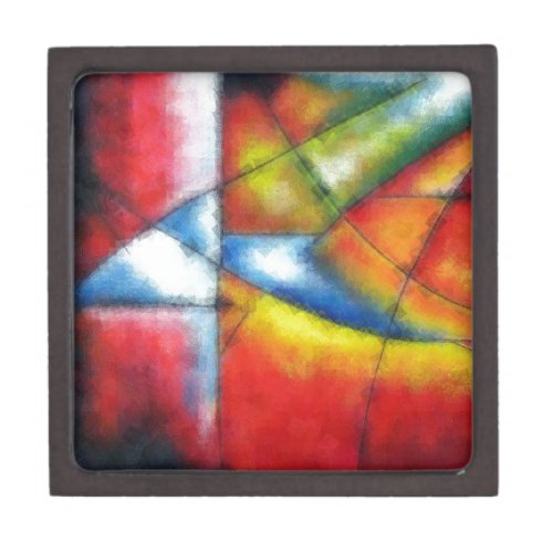 abstract painting red yellow green blue gift box