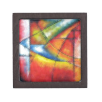 abstract painting red yellow green blue gift box