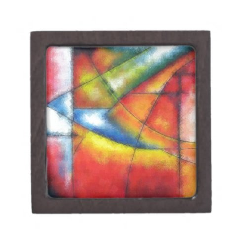 abstract painting red yellow green blue gift box