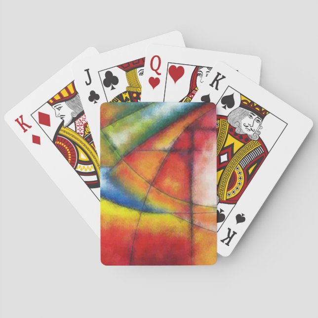 abstract painting red yellow green blue poker cards (Back)
