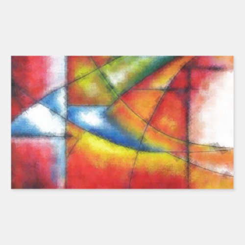 abstract painting red yellow green blue rectangular sticker