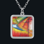 abstract painting red yellow green blue silver plated necklace<br><div class="desc">Red Yellow Green Blue Abstract Painting</div>