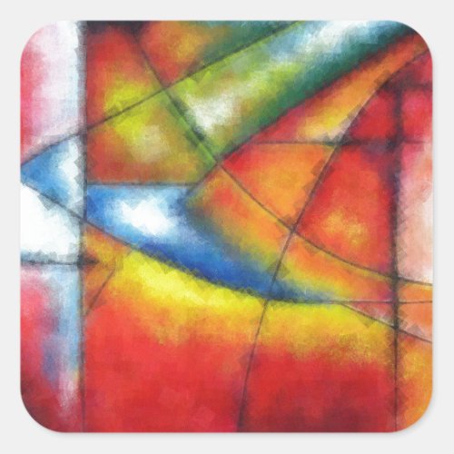 abstract painting red yellow green blue square sticker