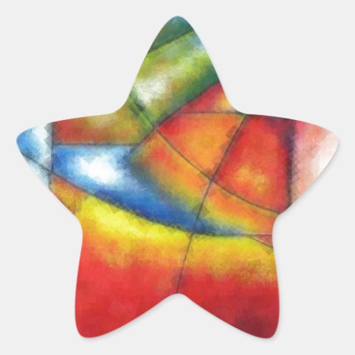 abstract painting red yellow green blue star sticker