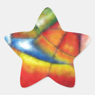 abstract painting red yellow green blue star sticker