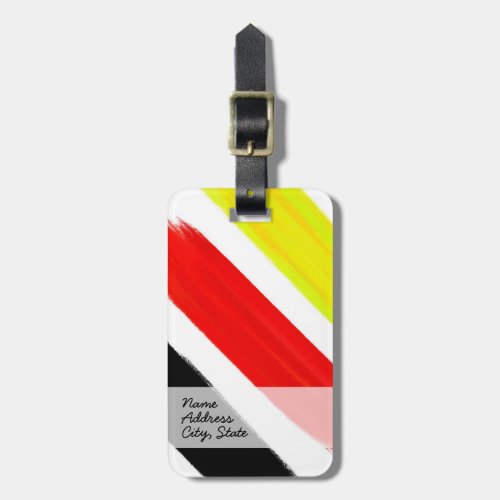 Abstract Painting  Retro Black Red Yellow Luggage Tag