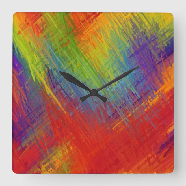 Abstract Painting | Retro Colorful 18 Square Wall Clock (Front)
