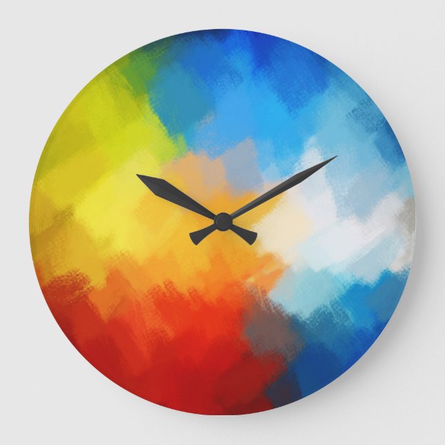 Abstract Painting | Retro Colorful Large Clock (Front)