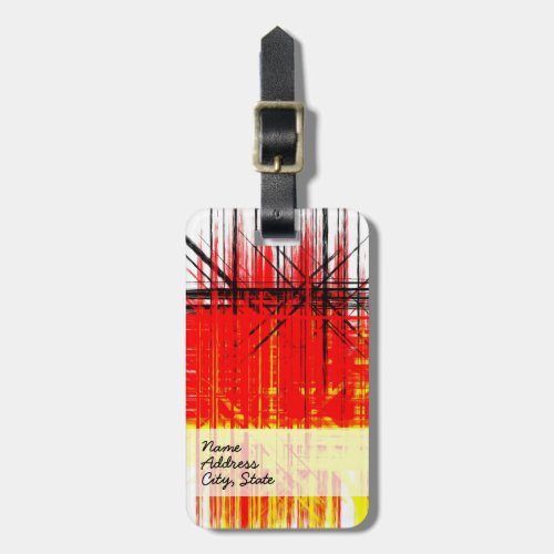 Abstract Painting  Retro Red Black Yellow 4 Luggage Tag