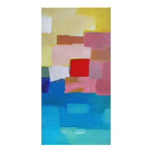 Abstract Painting Sea / Island / Sky - Red Square Card