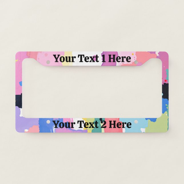 Abstract Painting Spatters/Drips, 2 Messages License Plate Frame (Front)