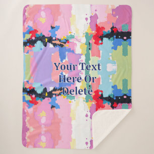 Abstract Painting Spatters/Drips, Your Message Sherpa Blanket