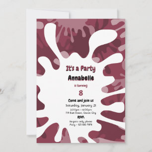 Abstract Painting Splatter Red Art Birthday Party Invitation