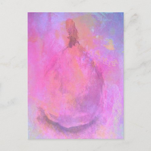 Abstract Painting Still Life Pink Pear Postcard