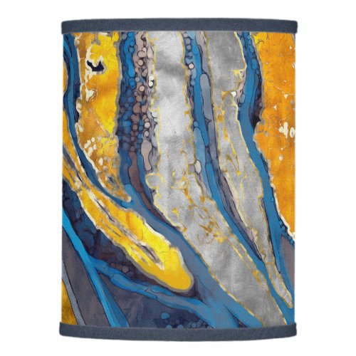 Abstract painting stripes gold silver blue lamp shade
