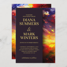 Abstract painting with a colorful sky. Wedding