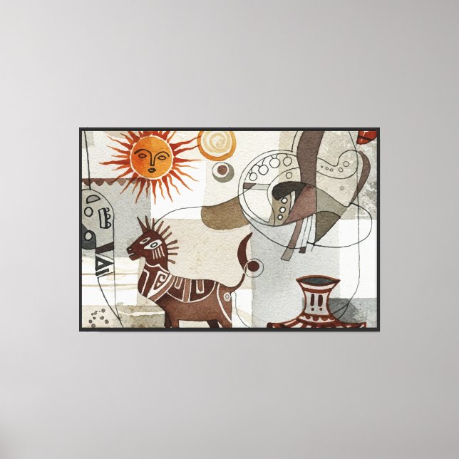 Abstract painting with ethnic elements canvas print (Front)