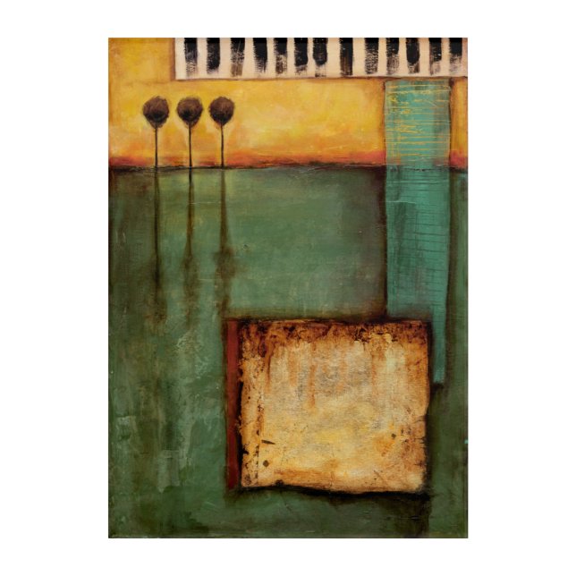 Abstract Painting with Piano Keys Acrylic Print (Front)