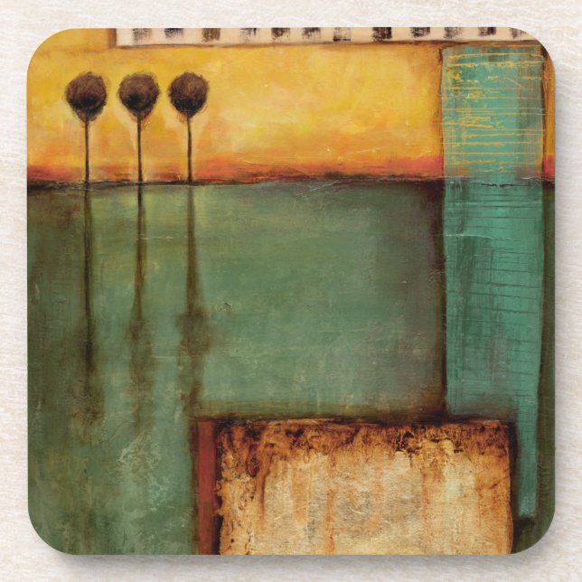 Abstract Painting with Piano Keys Beverage Coaster (Front)