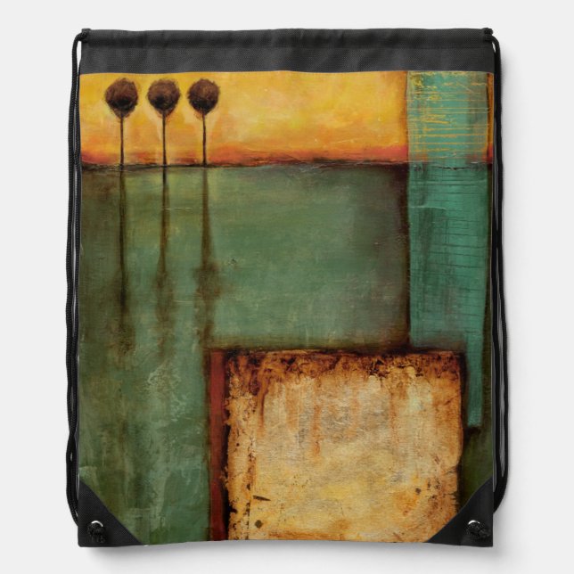 Abstract Painting with Piano Keys Drawstring Bag (Front)