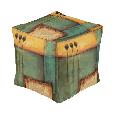 Abstract Painting with Piano Keys Pouf
