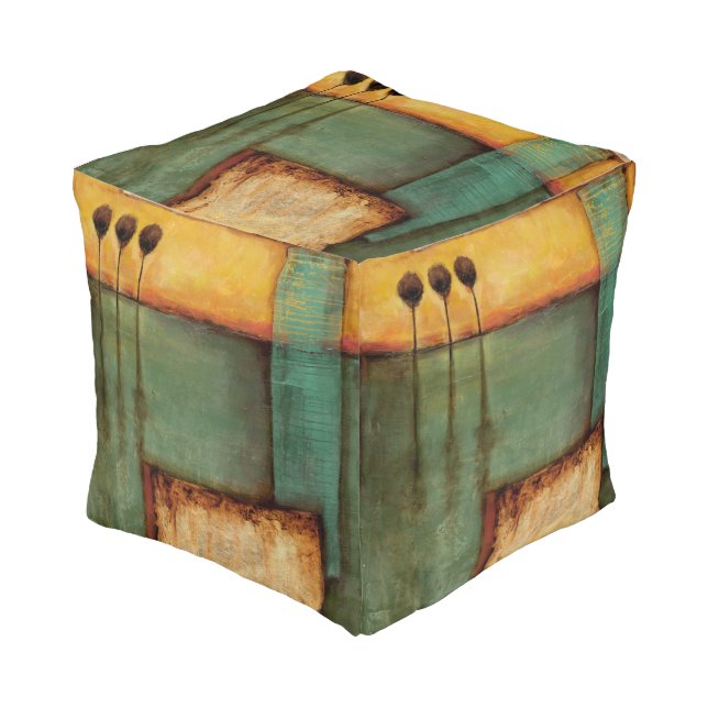 Abstract Painting with Piano Keys Pouf (Angled Front)