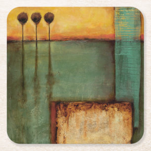 Abstract Painting with Piano Keys Square Paper Coaster