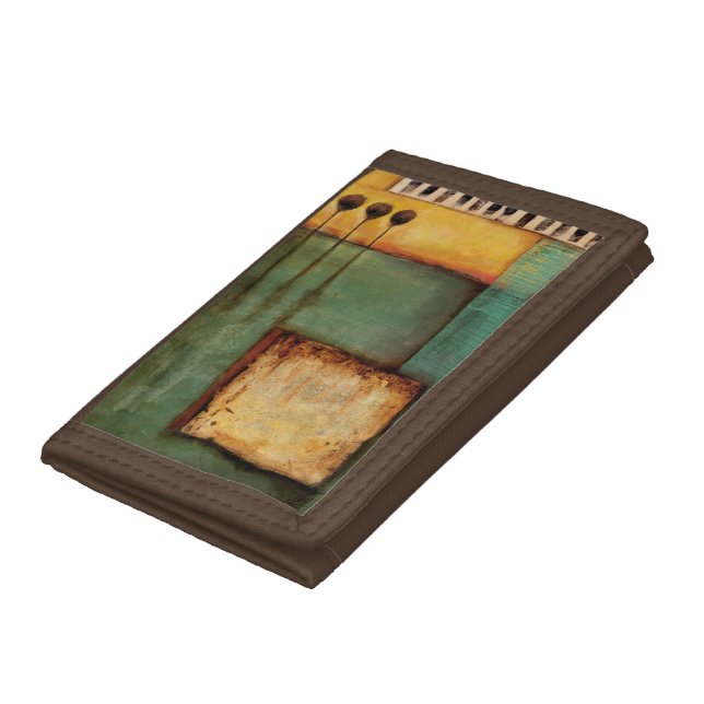 Abstract Painting with Piano Keys Trifold Wallet (Bottom)