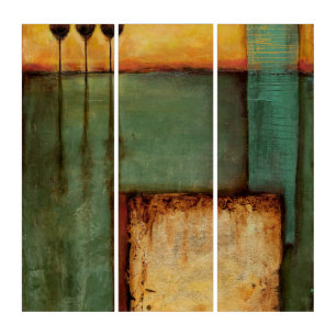 Abstract Painting with Piano Keys Triptych