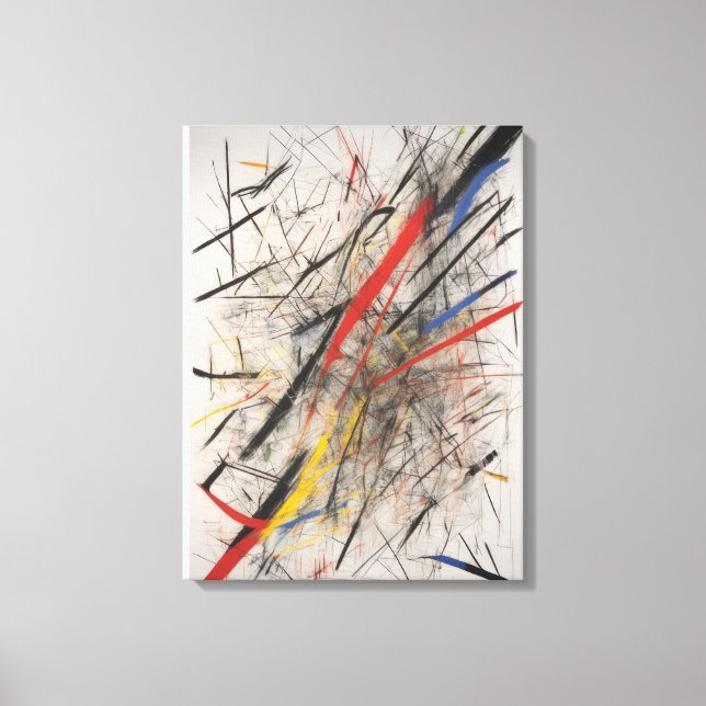Abstract Painting with Red and Yellow Accents Canvas Print (Front)