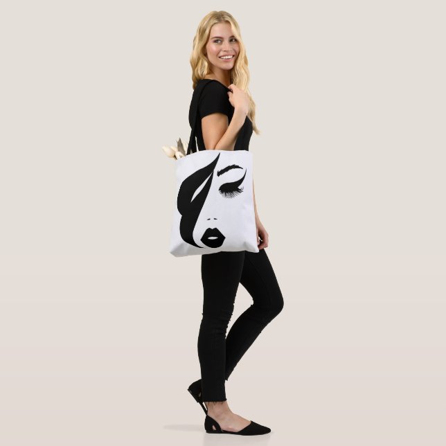 Abstract Painting Women's Face Black & White  Tote Bag (On Model)
