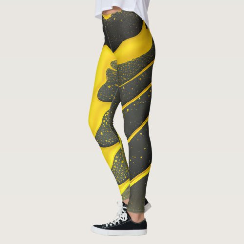 Abstract Painting Yellow Background Leggings