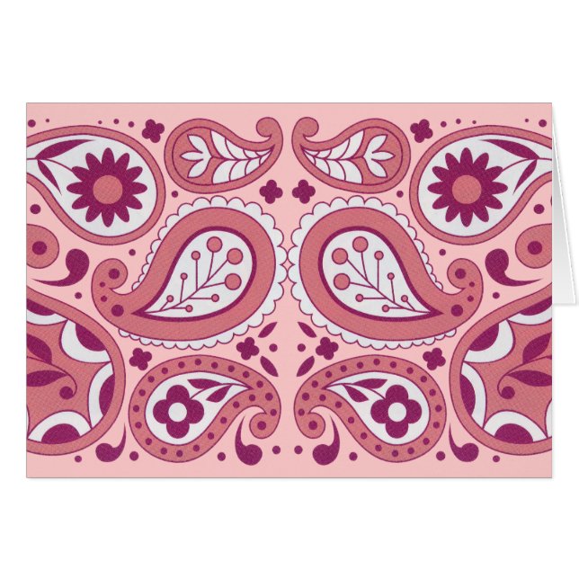 Abstract Paisley Pattern Pinks White Tear Drops Cards (Front Horizontal)