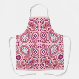 Abstract Paisley Pattern Shades of Pink Flowers Apron