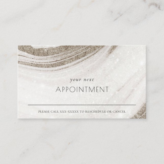 Abstract Pale Gold Marble Agate Appointment Business Card (Front)