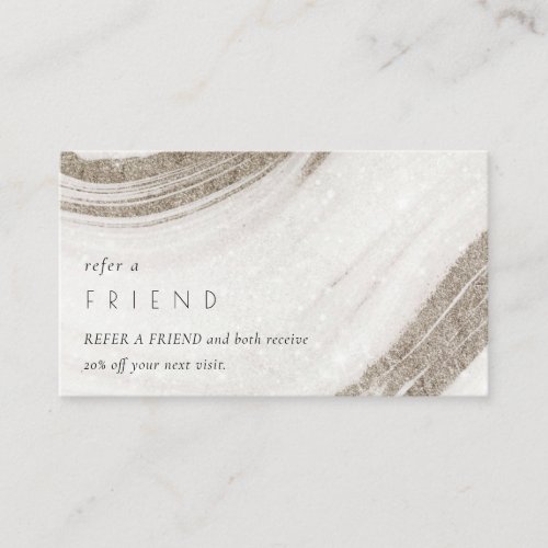 Abstract Pale Gold Marble Agate Refer a Friend Business Card