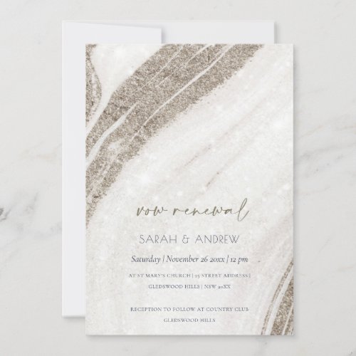 Abstract Pale Gold Marble Agate Vow Renewal Invite