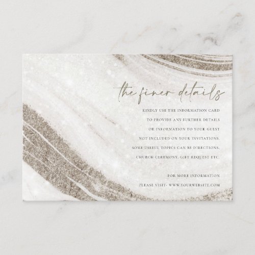 Abstract Pale Gold Marble Agate Wedding Details Enclosure Card