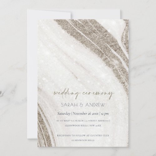 Abstract Pale Gold Marble Agate Wedding Invite