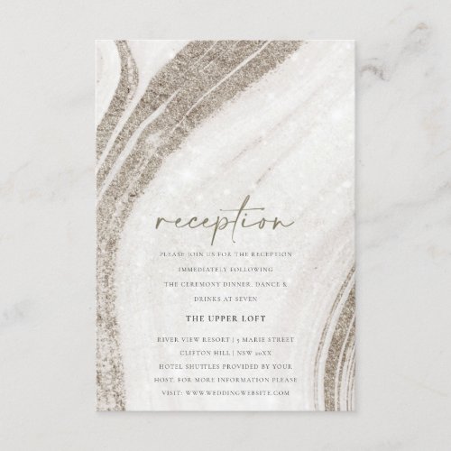 Abstract Pale Gold Marble Agate Wedding Reception Enclosure Card
